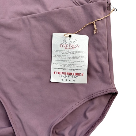 TIGER FRIDAY Women’s One-Shoulder Ruffle Dance Leotard Mauve BONUS Cover Top XS - Picture 5 of 15